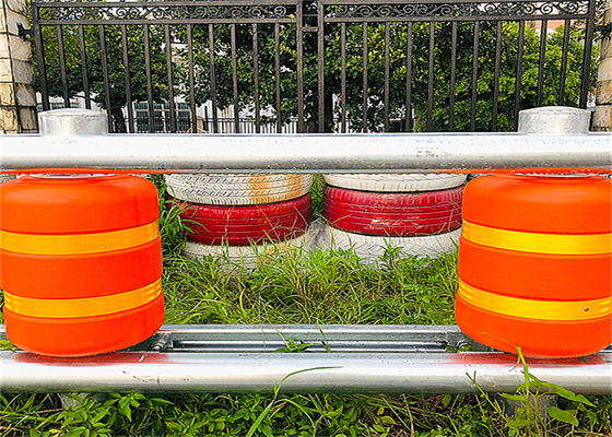PU Skin EVA Foam Filled Rotating Safety Barrier Red Orange Color Free